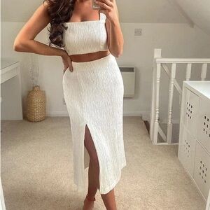 Zara White Skirt Set